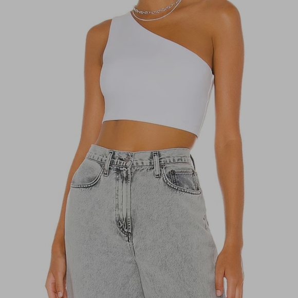 Cotton Citizen Tops - Cotton Citizen Crop Summer Top Sleeveless One Shoulder White Small Spandex